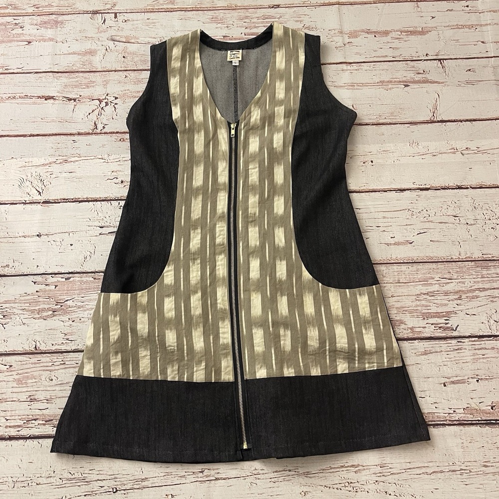 Jil Cappuccio One of a Kind Handmade‎ Denim Jean Dress Women's Size Large Summer